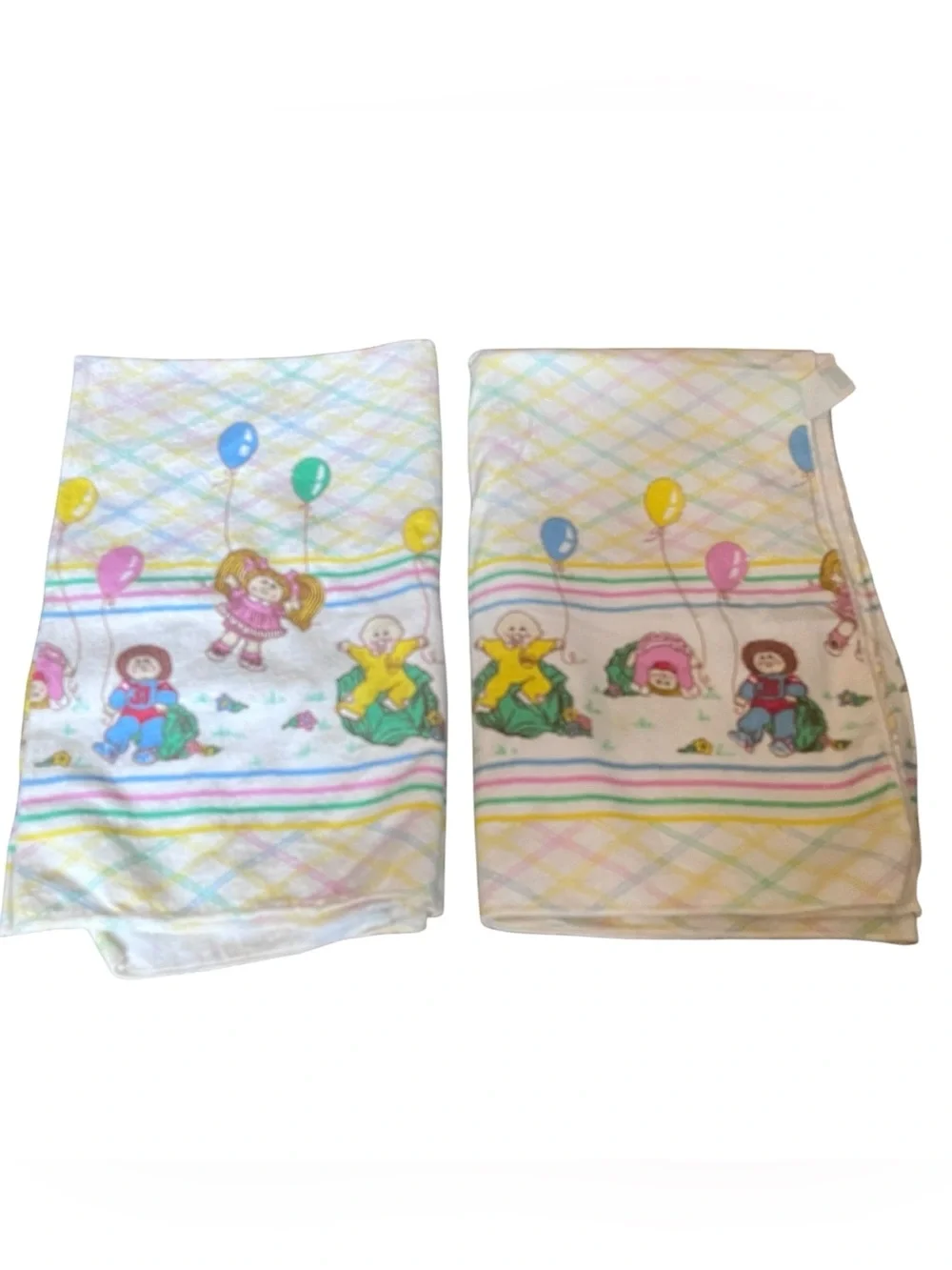 Pair Of 1980's Cabbage Patch Kids Receiving Baby Blankets 30